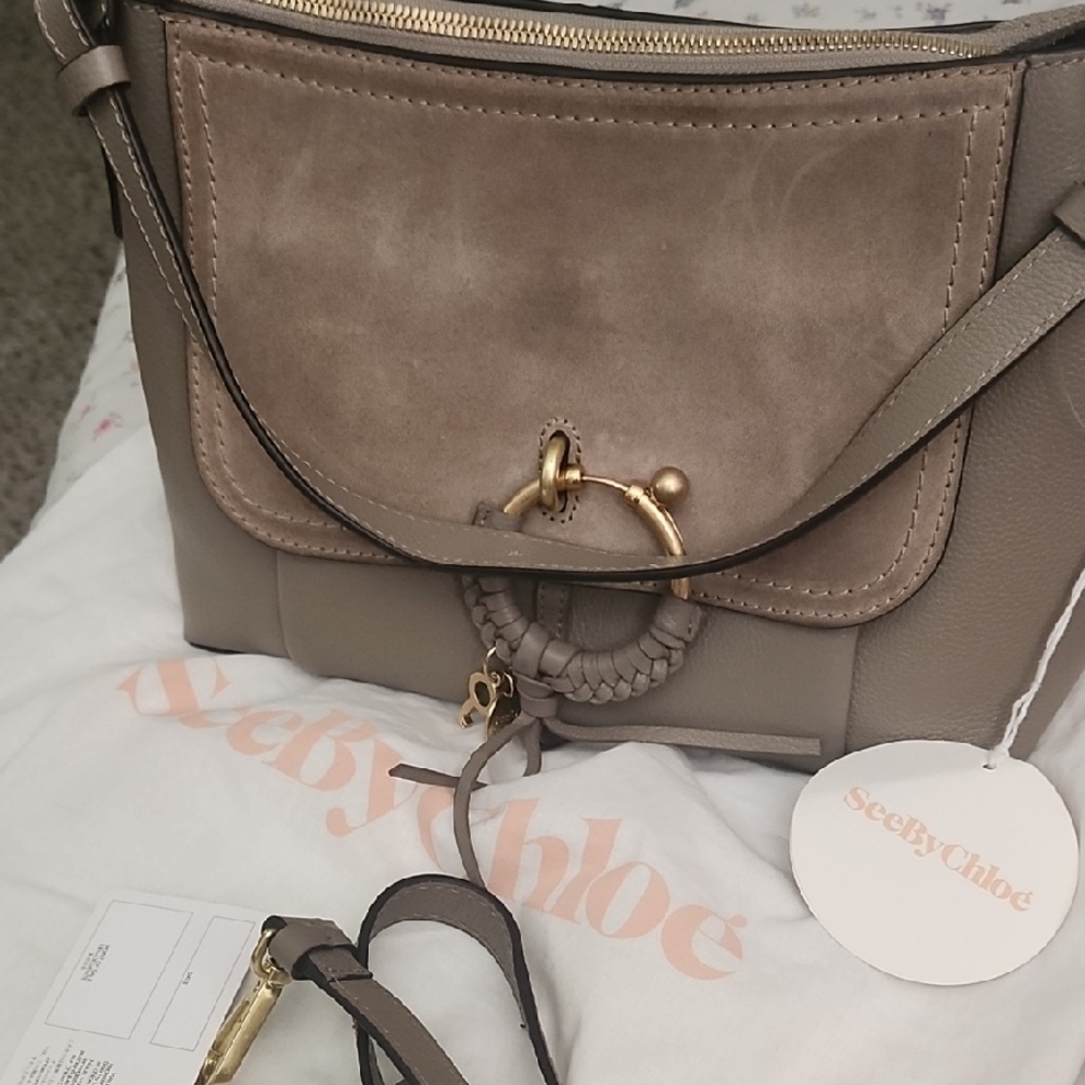 See By Chloe Taupe Leather Shoulder Bag